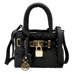 NWT Studio Badgley Mischka Mini Tote Quilted Top Handle Satchel Lock Charm